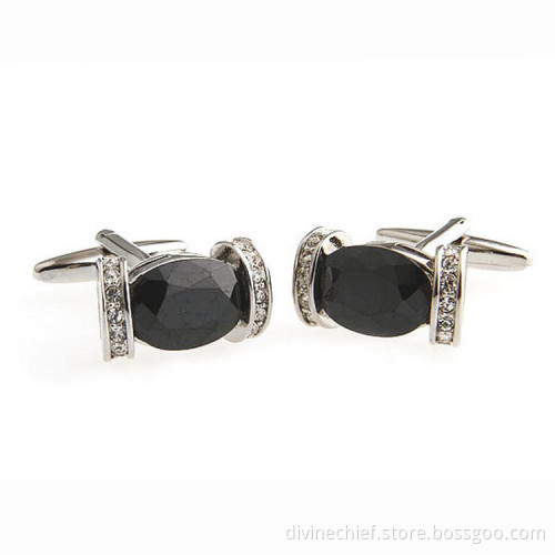 Custom High End Cufflinks , Inlaid Ziron Stones Men Cufflinks For Gift